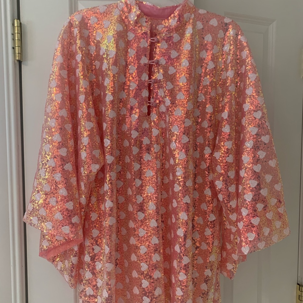 Vintage Pink and Gold Heart Kimono